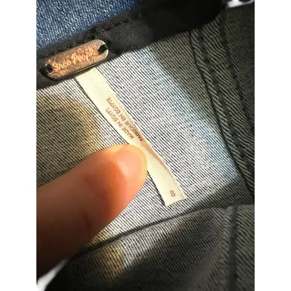 Free People Denim Jean Mini Modern Femme Skirt Size 8 Blue Western Casual Stripe - Picture 3 of 9